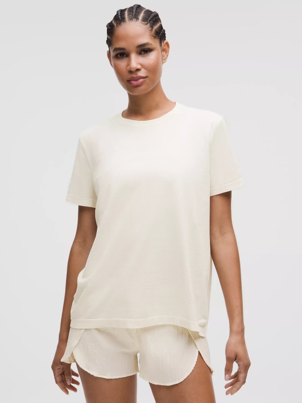 Lululemon Swiftly Relaxed Short-Sleeve Shirt Hip Length Light Ivory 12-NWOT